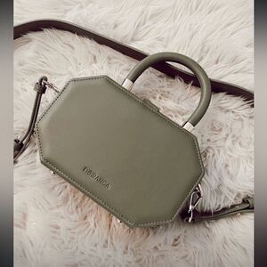 Noiranca Sage Green Vegan/Faux Leather Amanda Bag Purse Geometric Shape w/ Strap